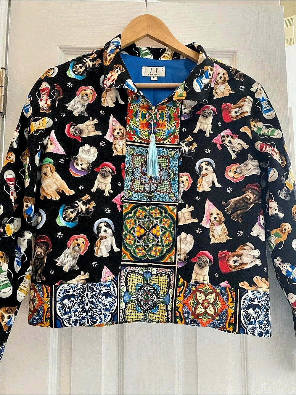 TAPP New York CUSTOM MADE  Dog Print Color Block Jacket